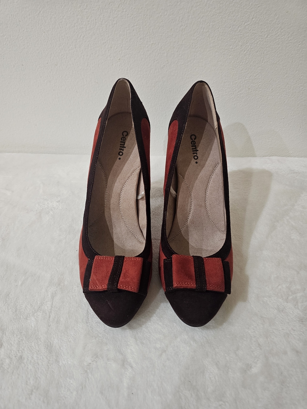 Centro Red and Purple Suede Shoes with a Bow